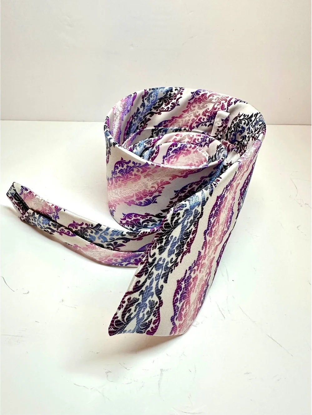 Vibrant The Big Knot Paisley Patterned Purple Pink Blue Silk Necktie